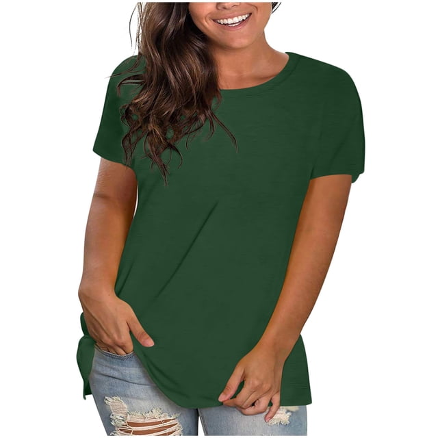 T-shirt à Manches Courtes Ample Uni pour Femmes Grande Taille
