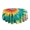 thumbnail image 5 of Colorful Rainbow Tie Dye Spiral Pattern Round Tablecloth 60"x60",Wrinkle Wipeable Table Cloth for Kitchen Dining Room Picnic Patio Party, 5 of 6
