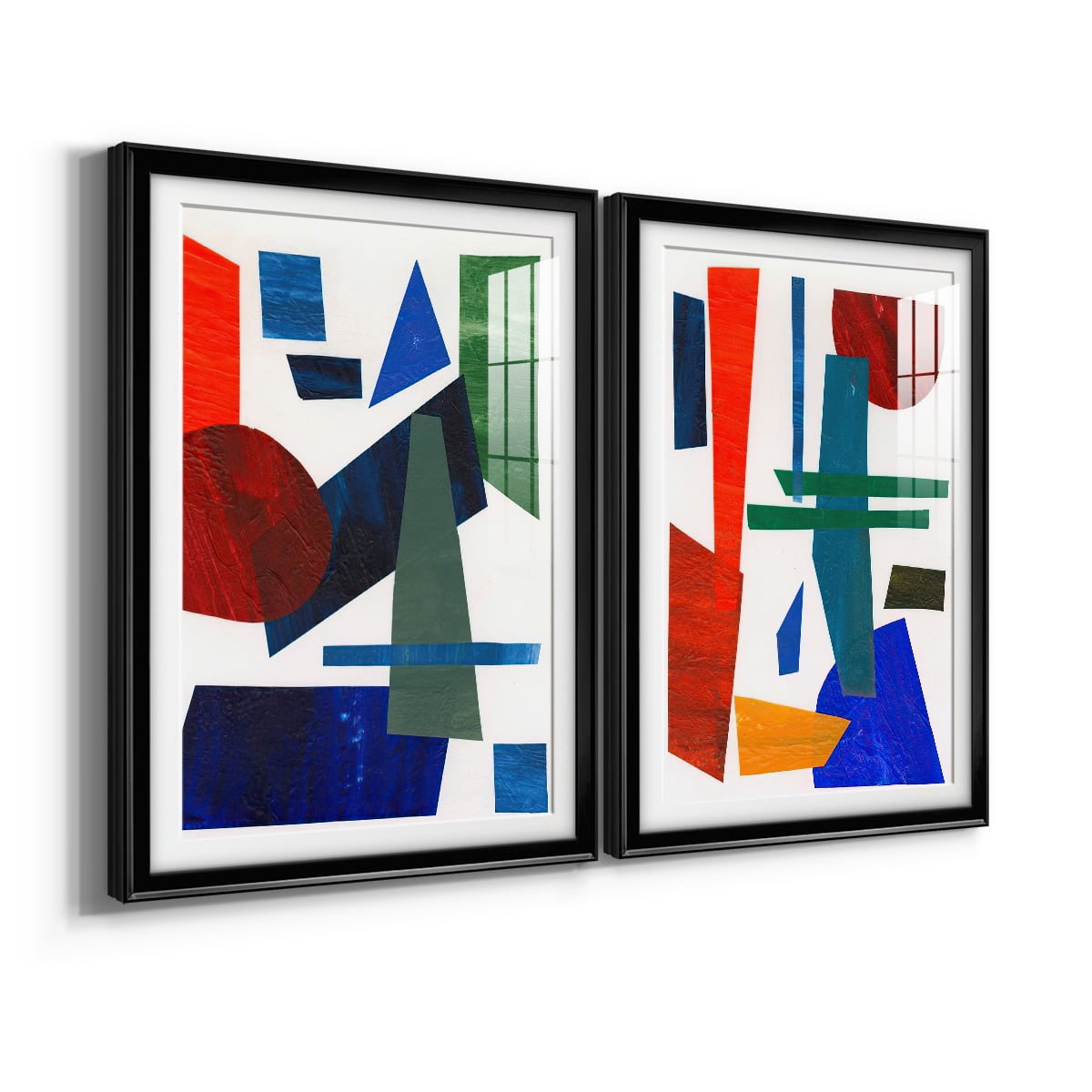 Wexford Home Colorful Shapes III Premium Framed Print, 22.5" x 30.5" - Ready to Hang, Black (Set of 2)