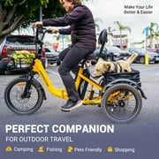 Addmotor Electric Trike for Adults, 750W, Folding Electric Tricycle, 48V 20Ah, 90MI, 380lbs, 3 Wheel Electric Bikes, Step Through Etrike, Parking Brake, Rear Motor & Differential, E-310 Plus Green