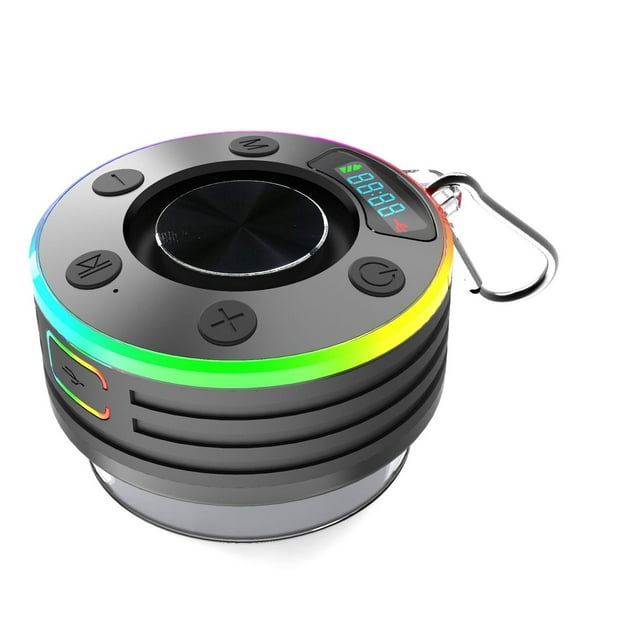 Herramientas y mejoras para el hogar Altavoz Bluetooth para baño, resistente al agua y al polvo, minialtavoz inalámbrico con radio y reloj, 7 niveles