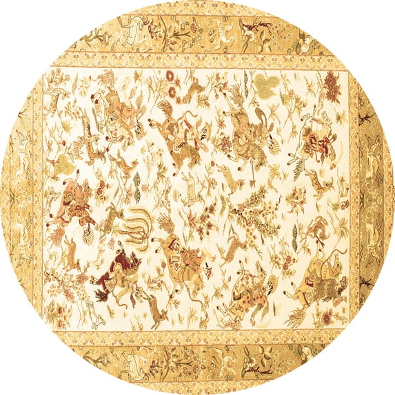 Ahgly Company Indoor Round Animal Brown Traditional Area Rugs, 8' Round