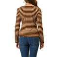 thumbnail image 4 of INSPIRE CHIC Women's Notched Lapel Button Decor Thin Striped Blazer M Brown, 4 of 7