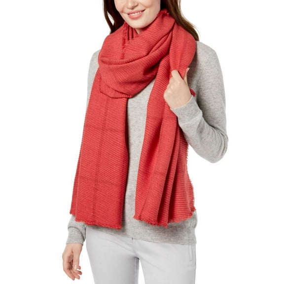 Charter Club Women’s Windowpane Pleated Super-Soft Scarf & Wraps, Dark Red