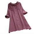 thumbnail image 2 of Pntutb, camiseta de manga larga con capucha de algodón y lino para primavera y otoño para mujer, abrigo de camisa de manga larga con botones de Color sólido, abrigo de longitud media con retroceso Pntutb Pntutb-4595, 2 of 8
