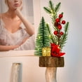 thumbnail image 2 of Potted Mini Christmas Tree PET/Wooden LED Trees Tabletop Pine Trees for Christmas Desktop Ornament  Party Decorations, 2 of 7