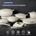 thumbnail image 6 of Tramontina Bestow 10-Inch Enameled Cast Iron Skillet with Lid, Latte with Gold Knob, Oven-Safe, 6 of 8