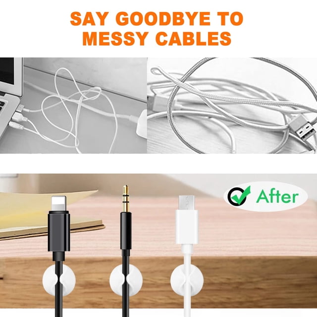 Guardoinrt Convenient Cable Management Holders – Desk Organized Sturdy Sticky Pads Durable Construction Easy white 1Set