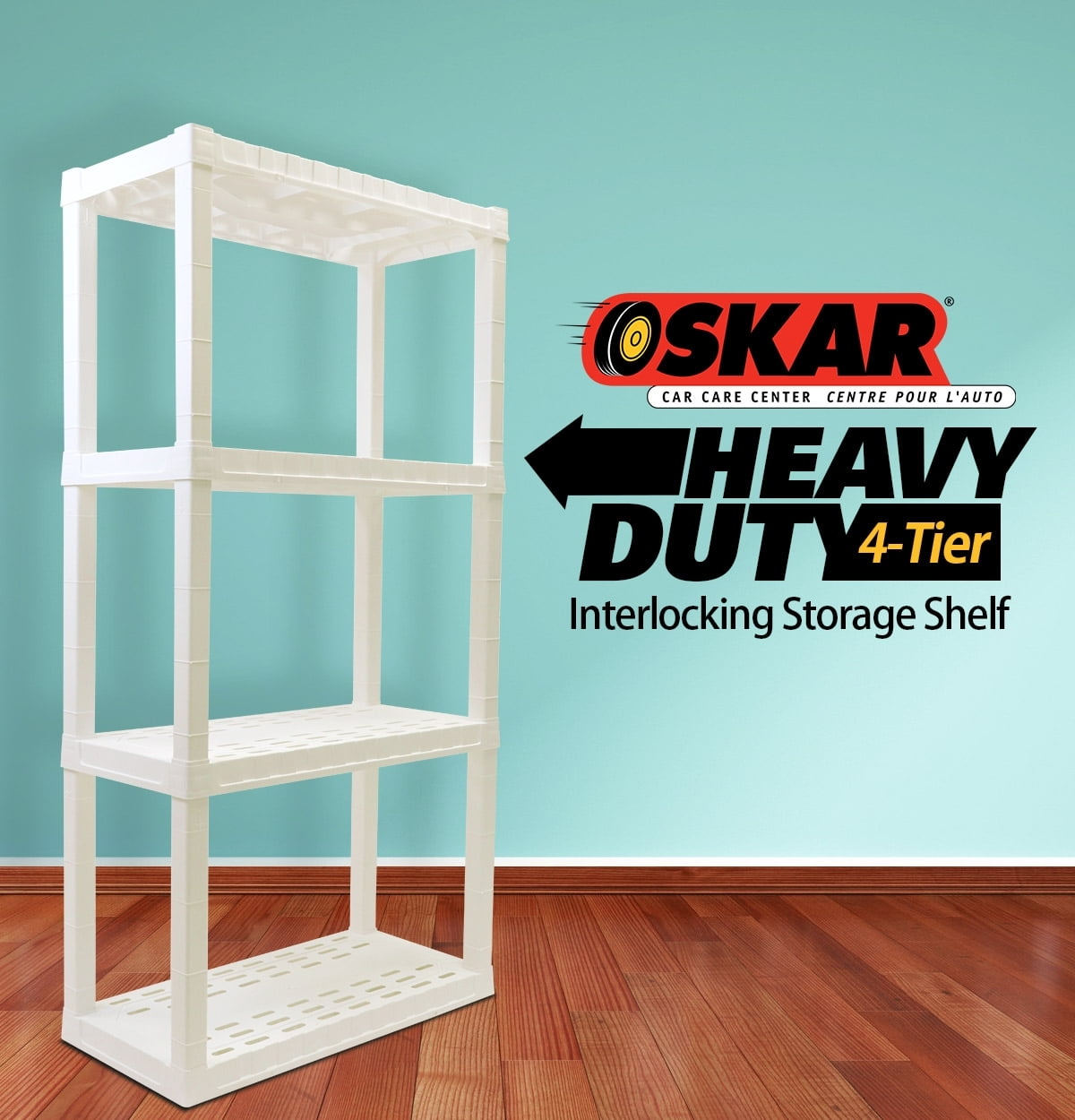 Oskar Heavy Duty 30"W x 14"D x 57"H 4Shelf Plastic Shelving, 400 lb