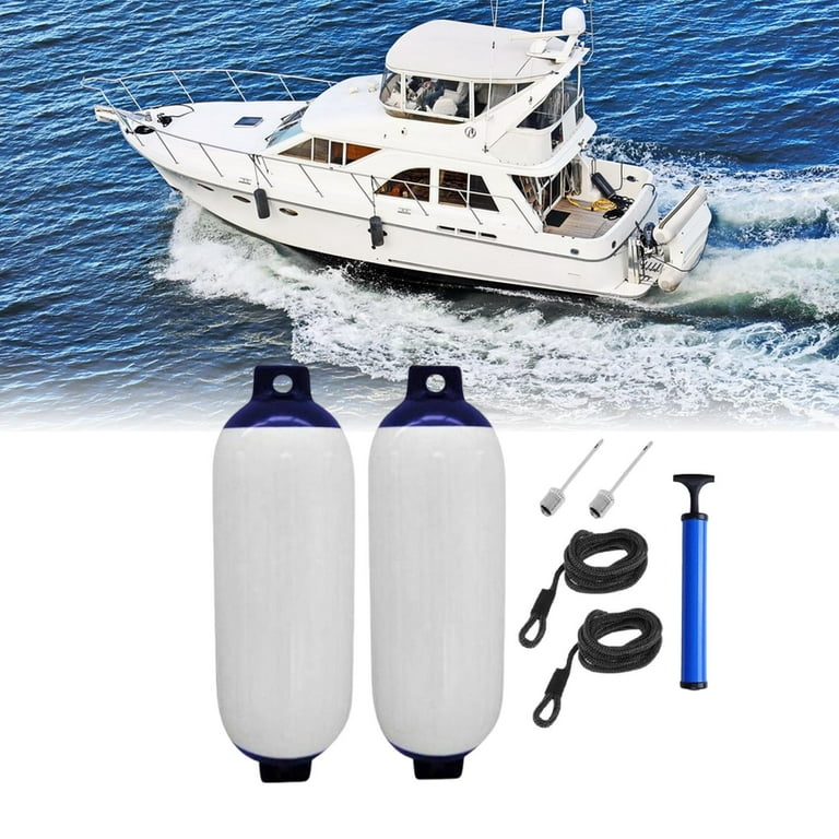 2x Boat Fenders Anti Collision Boat Accessories Boat Fenders Bumpers Protector Inflatable Boat Bumpers for Docking Fishing Boats Speedboat White and
