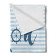 thumbnail image 2 of Chill Soft Flannel Fleece Throw Blanket, Nautical Design with Stripes Brushstrokes Steering Wheels Anchor, Cozy Plush for Indoor and Outdoor Use, 50" x 60", Baby Blue Night Blue, by Ambesonne, 2 of 5