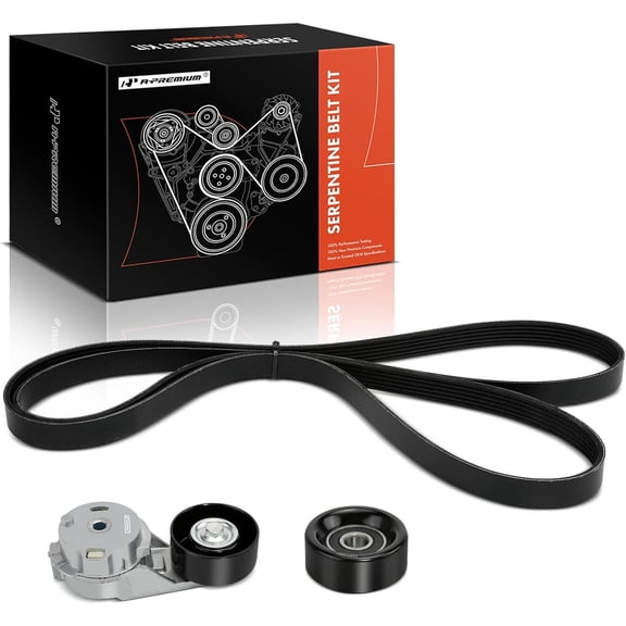 A-Premium Engine Serpentine Drive Belt Kit Compatible with GMC, Buick, Chevrolet, Isuzu, Oldsmobile & Saab Cars - Envoy XL, Envoy XUV, Rainier, Trailblazer EXT, Ascender, Bravada, 9-7x, 4.2L