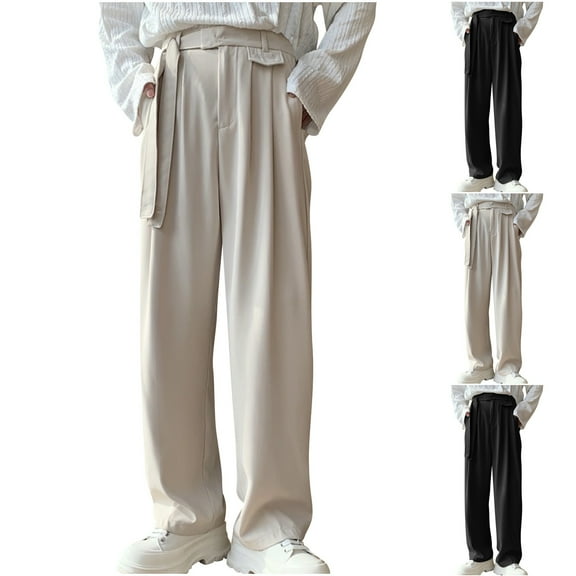 Hinvhai Men's Gurkha Casual Dress Pants Classic Fit Suit Pants Slim Fit Flat Front Tapered Leg Trousers Black 10(XL)