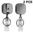 thumbnail image 1 of Soporte para insignia autoretráctil de 2 piezas, cuerpo de metal duradero, cordón de acero, llave con mosquetón (cuadrado negro), 1 of 5