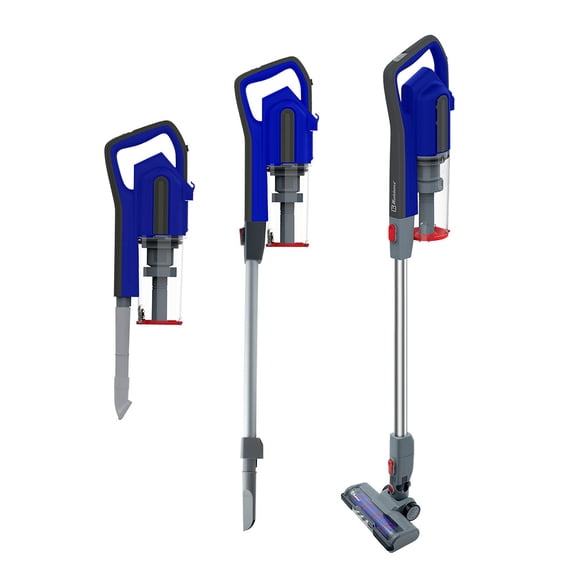 Koblenz Aspiradora Sagittarius 3 en 1 de 600W, Stick Vac de Mano y de Auto, 1.75 L, Rodillo Eléctrico para Pelo de Mascota, Alfombra, Auto, Motor Ciclónico, Gris/Azul SVK-631