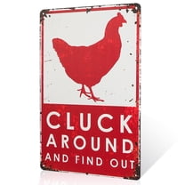 Cluck Around and Find Chicken Metal Wall Sign, Home, Kitchen, Bathroom Decor