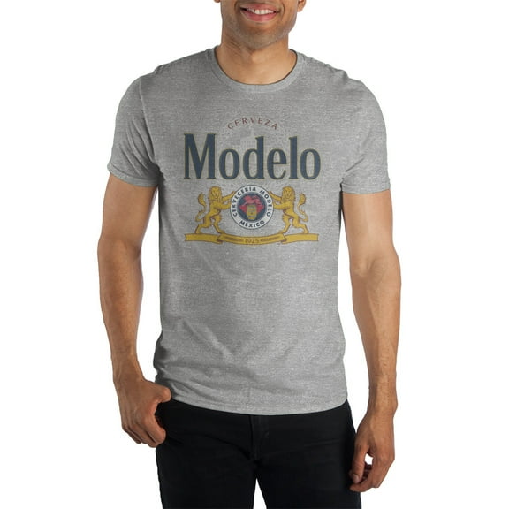 Modelo Beer Logo Men's Gray T-Shirt Tee Shirt-Medium