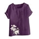 thumbnail image 4 of Vestidos Casuales Para Mujer, Blusas De Mujer De Moda Blusa informal de lino con cuello redondo, manga corta y botones para mujer, 4 of 4