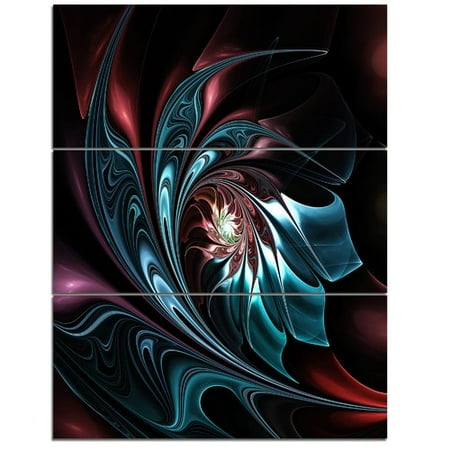- Design Art Blue Abstract Floral Shapes - 3 Piece Graphic Art on Wrapped Canvas Set