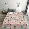 thumbnail image 3 of Cozy Pink Nutcracker Christmas Blanket - Soft Plush Flannel, Festive Holiday Design with Gingerbread House and Snowflakes, 3 of 4
