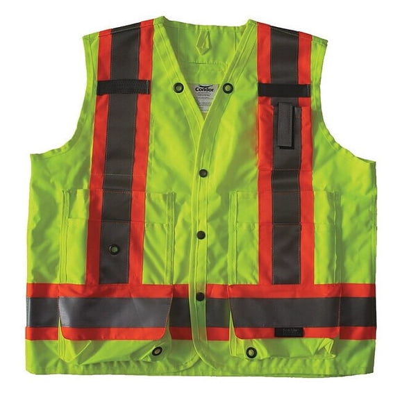 Condor Safety Vest,Yellow/Green,XL,Snap 491T25