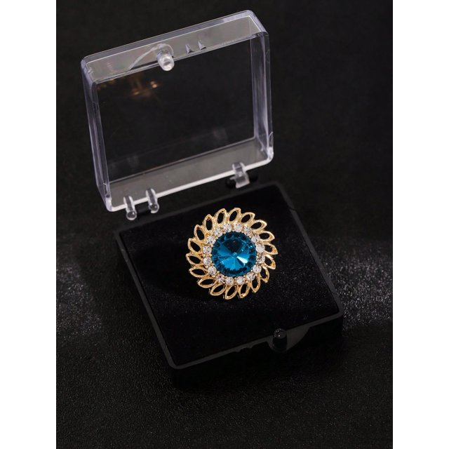 1 Set Of Business Style Silver & Blue Windmill Shaped Tie Pin, With Gift Box, Suitable For Daily Wear By Men