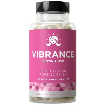 VIBRANCE Hair Growth Vitamins - Grow Strong Hair Faster, Improve Thickness, Stimulate Length, Fight Thinning Hair - Biotin & OptiMSM - For All Hair Types - 60 Vegetarian Soft (Best Hair Vitamins For Faster Hair Growth)