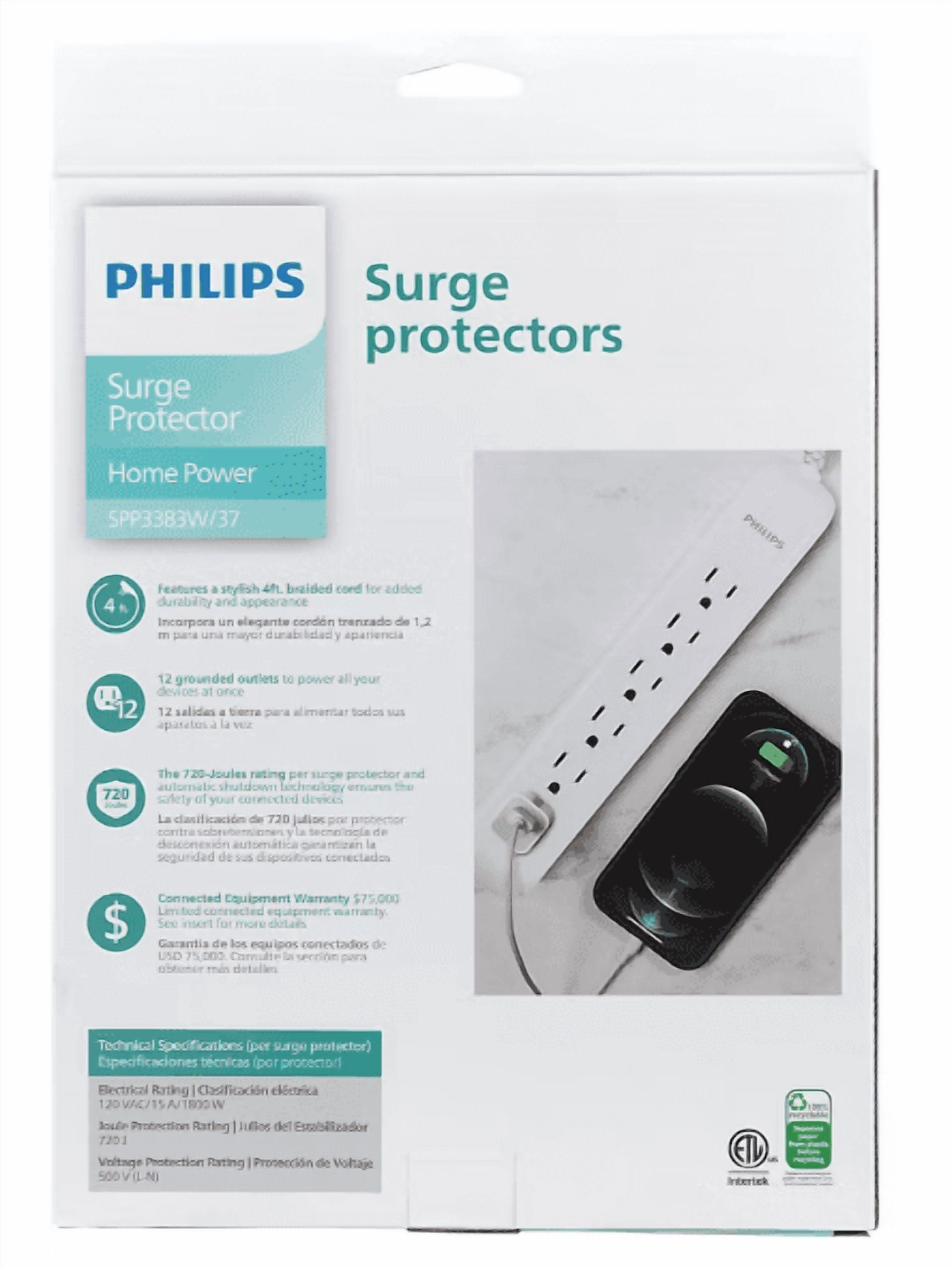 Philips 6-Outlet Surge Protector, 2 pk. - White