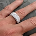 thumbnail image 6 of White Marble Step Edge Breathable Silicone Ring for Men 9mm Bandwidth, 6 of 7