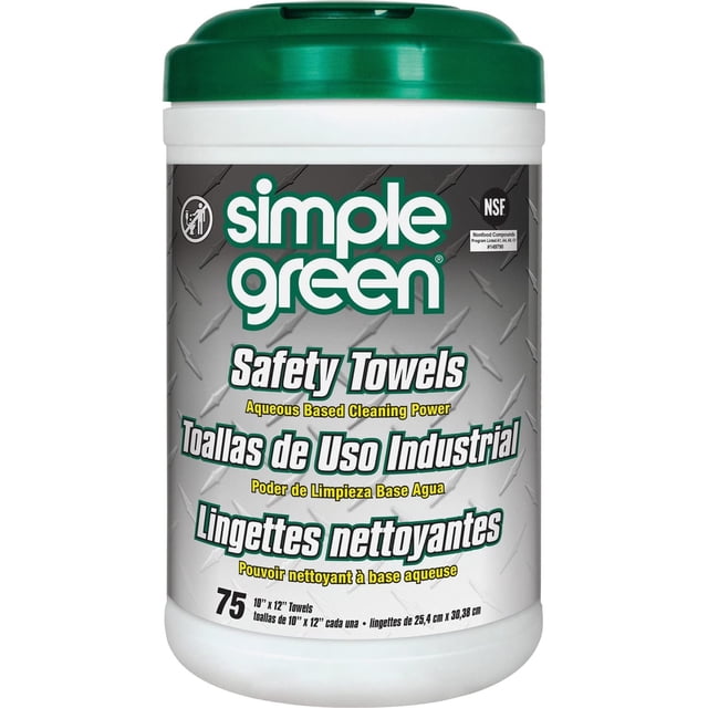 Simple Green 13351 Toallas De Seguridad 10 X 11 3/4 75 Por Bote