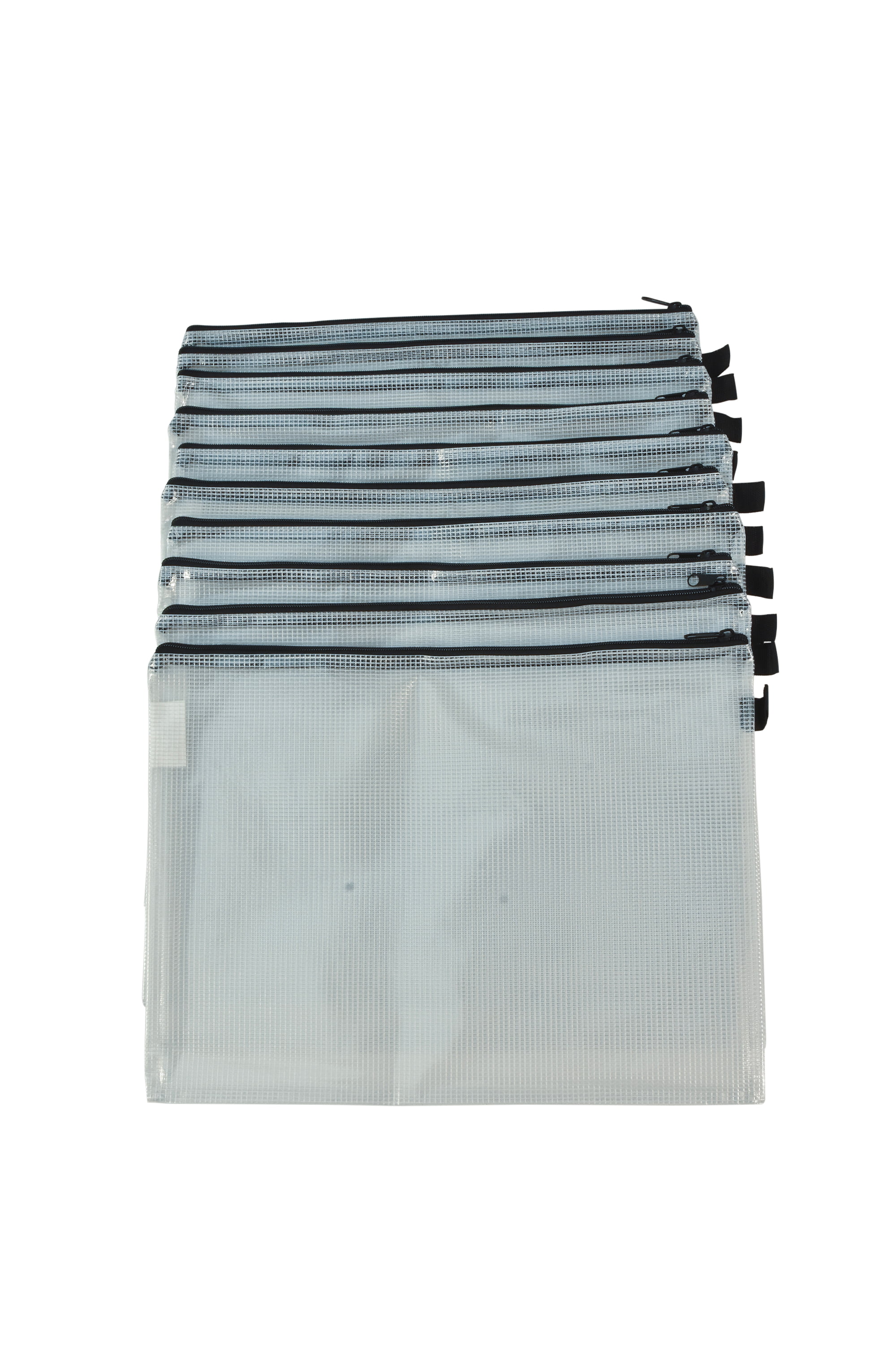 Sax Mesh Zippered Bags, 10 x 13 Inches, Clear with Blue Trim, Pack