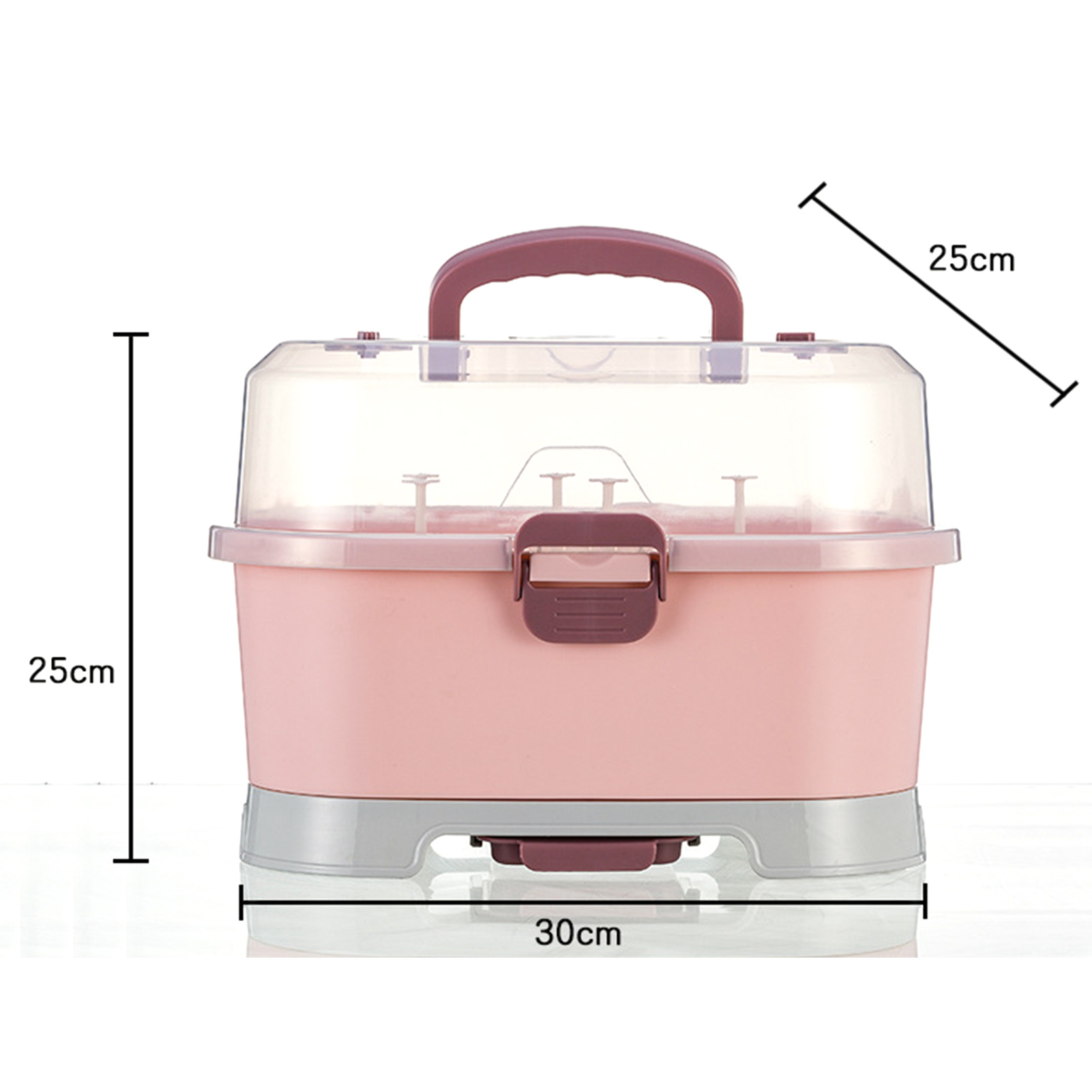 Bueautybox Baby Bottle Drying Rack Storage, Large Nursing Bottle Storage Box Organizer with Cover, Portable Kitchen Cabinet Organizer, Easy to Clean Drainer, Durable countertop Dryer