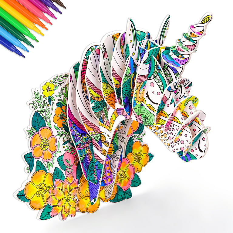 3D Coloring Puzzle for 6 7 Year Old Girl | Fun Art and Craft Kit for Girl  Age 10 | Unicorn Horse Toys for Kid Age 8 9 | DIY Painting Puzzle Set with