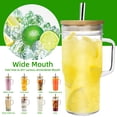 thumbnail image 6 of GPED 4 Pack Glass Tumbler with Handle, 25 oz Glass Cups with Bamboo Lids and Straws, Mason Jar with Wide Mouth Reusable Drinking Glasses for Iced Coffee Smoothie Matcha Cocktail Whiskey Milk, 6 of 7
