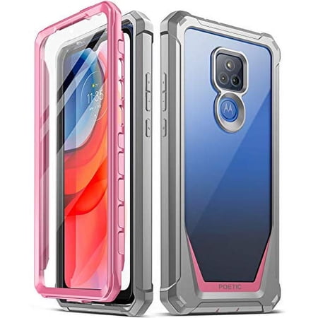 Poetic Guardian Case for Motorola Moto G Play (2021), Clear Case with Built-in Screen Protector, Pink/Clear