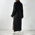 thumbnail image 6 of Oversized Sweater Dress for Women Lapel V Neck Long Sleeve Casual Warm Chunky Knit Fall Winter Maxi Dresses, 6 of 8