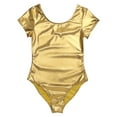 thumbnail image 5 of Zaldita Womens Short Sleeve Leotard Wet Look Patent Leather Bodysuit for Ballet Gymnastics Dance Gold L, 5 of 7