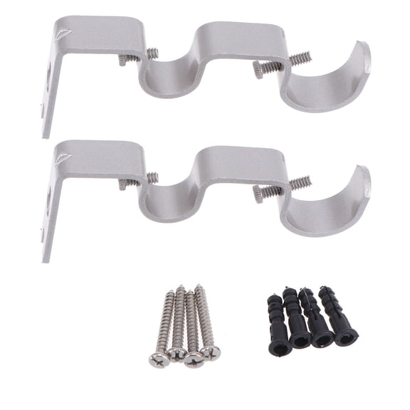 Omeite Double Curtain Rod Bracket Set with Finish, Includes 2 Rod Brackets and 4 Screws for Easy Installation