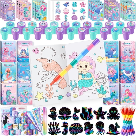 Set Party Favors, libros de colorear para niños con forma de sirena de BenLouis