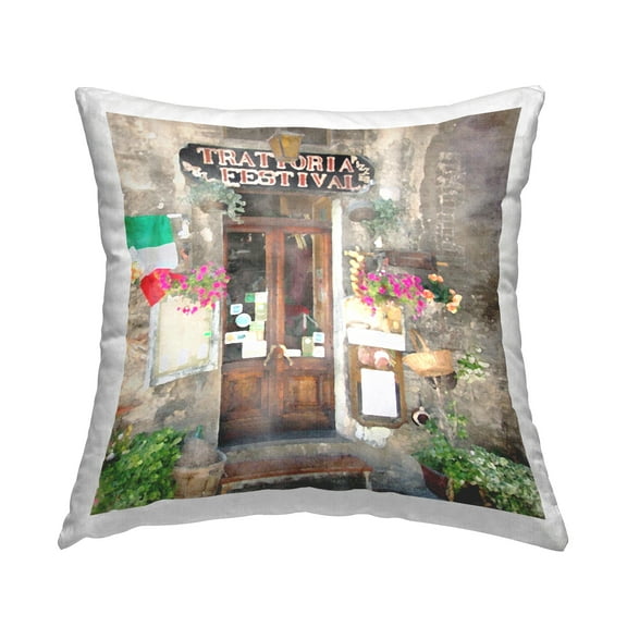 Stupell Industries Italian Festival Doorway Square Decorative Printed Throw Pillow, 18 x 18