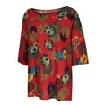 thumbnail image 4 of SMihono Hauts pour Femmes Été Décontracté Mode Coton Lin Manches Courtes Imprimé T-Shirt Oversize pour Femmes, 4 of 9