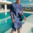 thumbnail image 3 of Conjunto de pantalones de playa de manga corta para hombre, camiseta de tendencia con estampado digital 3D de bandera del alfabeto, conjunto casual de dos piezas de moda, 3 of 5