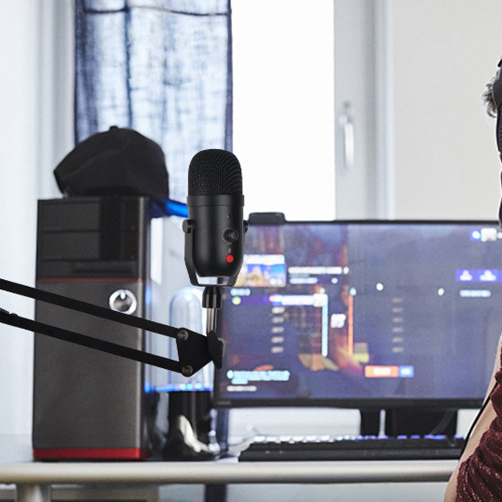 Zeiwohndc Capacitor Microphone USB Condenser Mic with Sound Boom Arm Set for Streaming