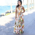 thumbnail image 4 of Women's Dresses Floral Adjustable Thin shoulder strap V Neck Boho Long Maxi Dress Summer Beach Ethnic Sundress, 4 of 8