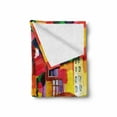 thumbnail image 2 of Art Soft Flannel Fleece Blanket, Modern Vivid Abstract Architectural Buildings Urban Apartment Houses Village Landmark, Cozy Plush for Indoor and Outdoor Use, 60" x 80", Multicolor, by Ambesonne, 2 of 6
