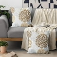 thumbnail image 3 of Brown Dahlia Pillow Covers 20x20 Set of 2, Coffee Gray Geometric Floral Outdoor Throw Pillow Covers Spring Summer Pillowcase Modern Farmhouse Home Decorations Cushion Case for Living Room Bedroom, 3 of 5