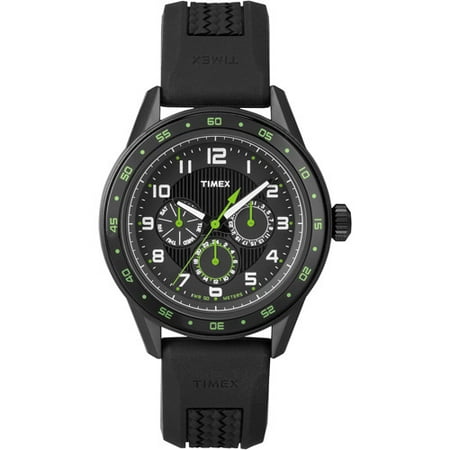Timex Men's Fashion Multifunction Black Dial Watch, Black Strap
