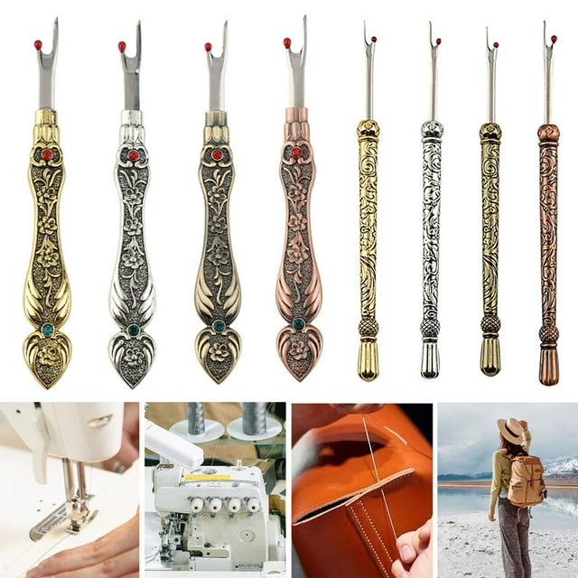 YAOMOBB Vintage Seam Ripping Tool Vintage Carved Handle Seam Thread Remover 1/2Pcs Stitch Unpicker Rust Proof Ripping Tool Handy Crafting Removing Threads Tools