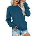 thumbnail image 2 of Plebaso Women's Crewneck Sweatshirts Casual Long Sleeve Tops Lightweight Pullover with Zipper Pocket, 2 of 6