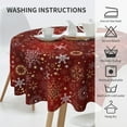thumbnail image 6 of Christmas Tablecloth, Winter Red Round Tablecloth 70 Inch, Xmas Gold Snowflake Table Cloth for Rustic Farmhouse Kitchen Decor, Wipeable Polyester Fabric Table Cover for Holiday Party Outdoor Camping, 6 of 6